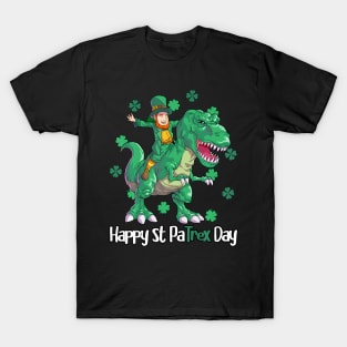 Dino St Patricks Day  Kids Toddler Boys Leprechaun T-Shirt